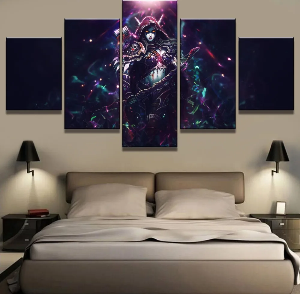 

Warcraft Sylvanas Game 5 Piece Print Picture Poster Painting Canvas Wall Art Picture Home Decoration Living Room Canvas Painting