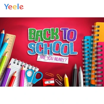 

Yeele Children Back To School Party Photography Backdrop Pen Book Desk Study Learn Red Photographic Background For Photo Studio