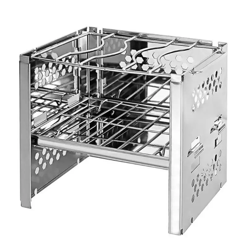 

Outdoor Folding Wood Stoves Camping Picnic Hiking Firewoods Furnace Stainless Steel Burning Cooking Stoves Barbecue Mini Grill#8