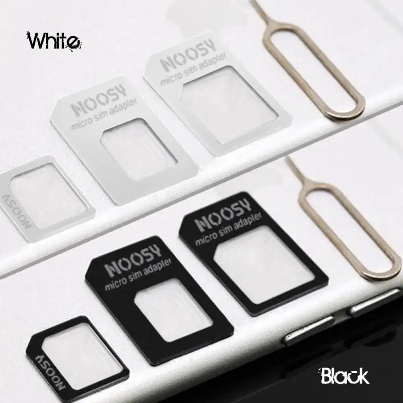For Iphone 4 4s For Nano Sim Card Transformation For Iphone 5 5s 5c 4 In 1 For Nano Sim Adapter With Card Pin Black White
