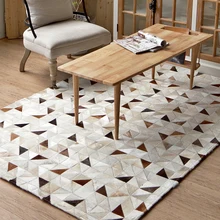 Ручной сшивание коровьей прямоугольник ковры, гостиная Спальня ковры, диван Геометрическая пользовательские большой ковер
