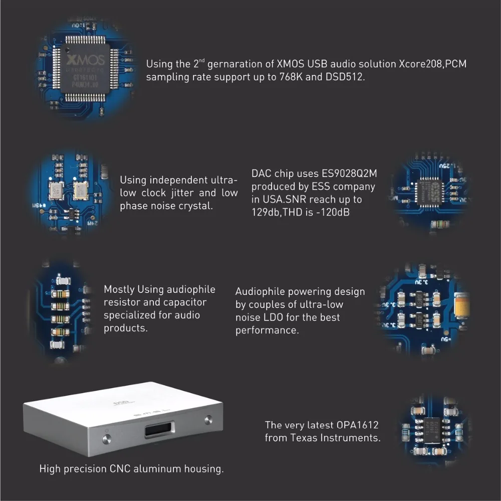 SMSL M8A встроенный DSD512 usb плеер с ЦАП es9038q2m PCM768kHz xmos/оптический/коаксиальный/USB вход RCA выход HIFI декодер