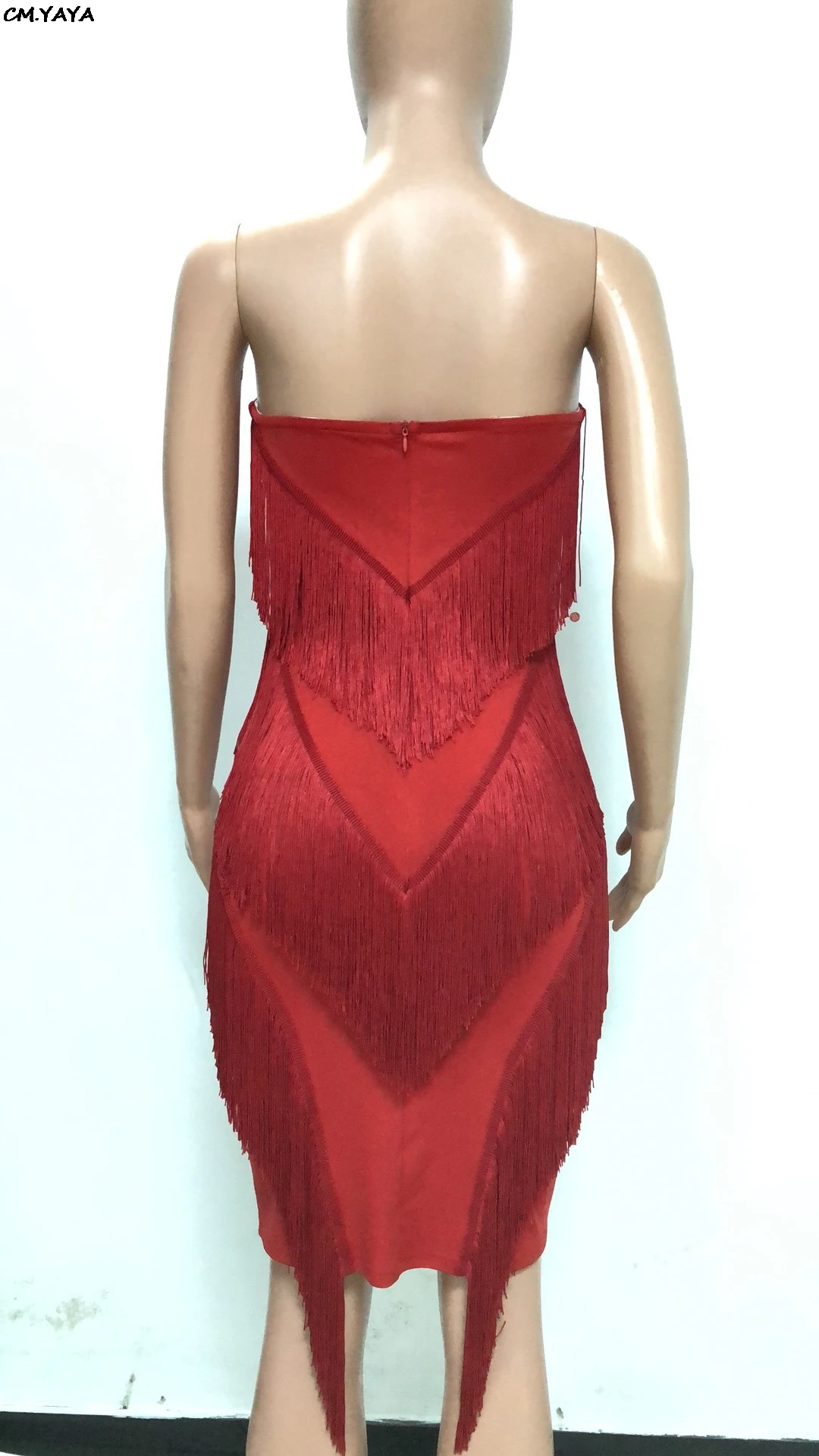 Женское платье без бретелек с кисточками, длина до колен Вечерние миди платье Клубное ночное облегающее платье платья 3 цвета CY8088