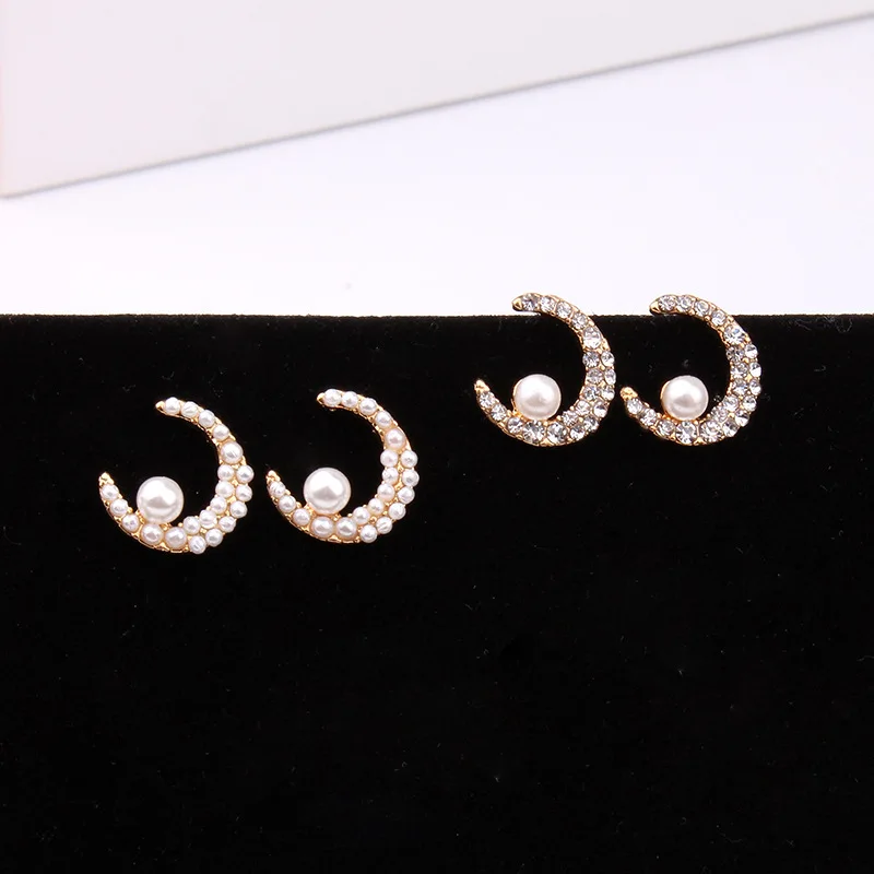 2019 New Trendy Moon Earring for Women Girls Fashion Simple Sweet Pearl Stud Earrings Ear Jewelry Wedding Party Accessory Bijoux | Украшения