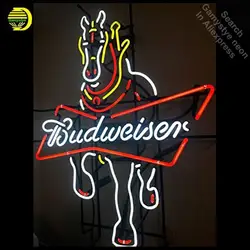 Неоновая вывеска для Budweise Лошадь клейдесдальской неоновая лампа знак Бизнес отель Дисплей ручной работы Стекло трубки пивной