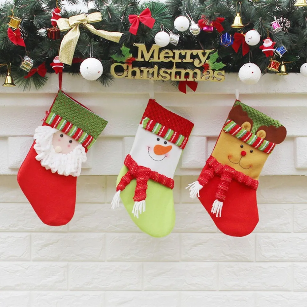Christmas Decor Creative Wood Hanging Ornaments Christmas Tree Pendant Multicolor Santa Claus Socks