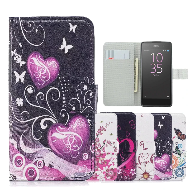 Кожаный чехол бумажник для телефона Sony Xperia Z1 Z2 Z3 Z5 Compact M2 M5 M4 Aqua X Mini XA XZ XR XP E3 E4 E4G
