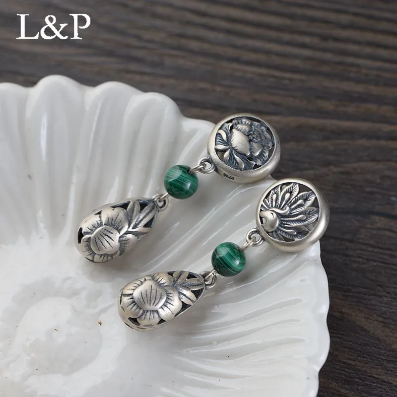 Женские винтажные серьги-подвески L &amp P серебряные ажурные серьги ручной работы