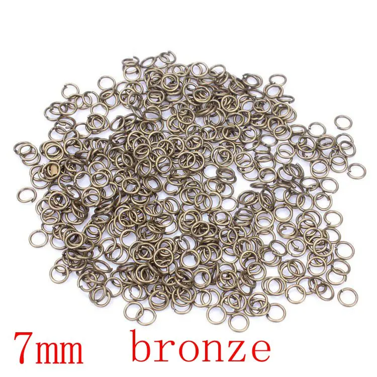 

200pcs/lot7mm metal DIY Jewelry Findings Open Jump Rings & Split Ring Open Jump Ring link loop Silver Gold Rhodium Black Bronze