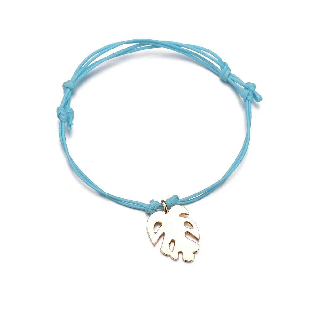 

Personality Weave Jewelry Leaf Bracelet Lady Bohemian Vintage Handmade Rope Chain Accessories Wax String Bracelet