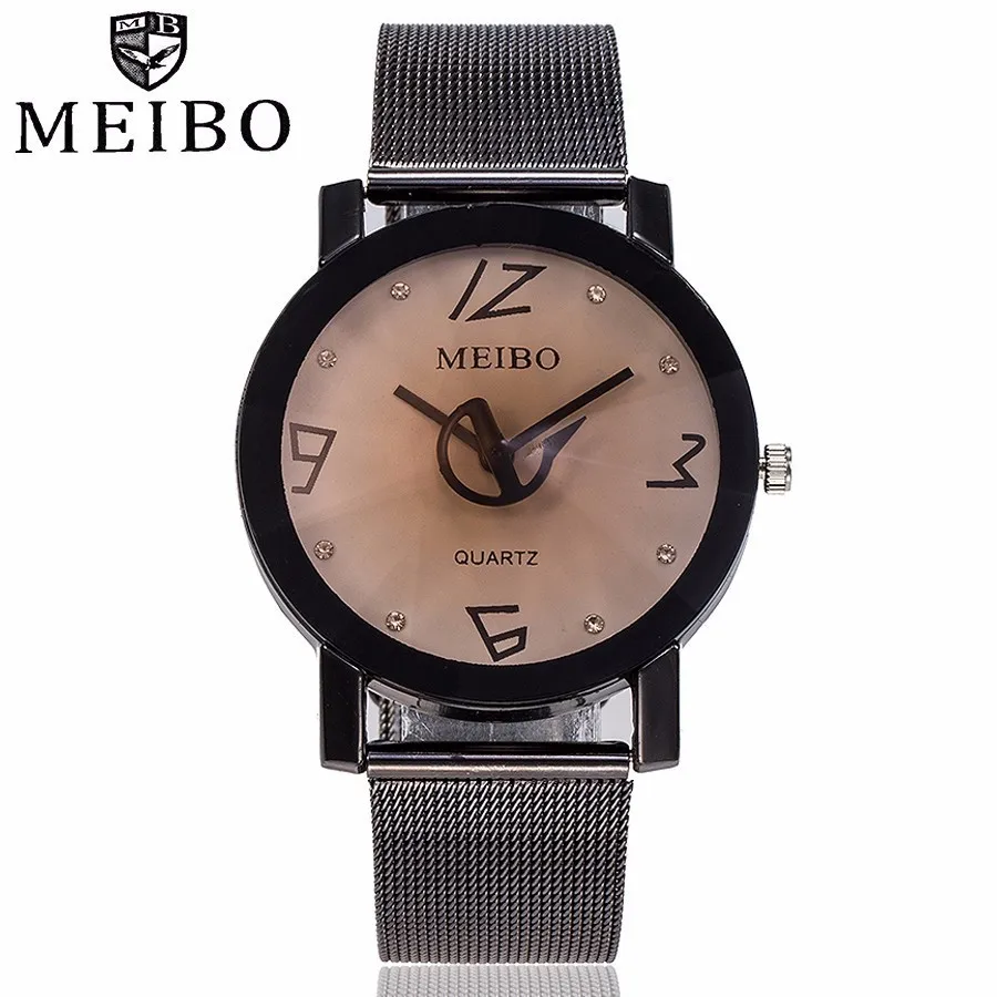 

Fashion Women Black Stainless Steel Mesh Watches Casual Ladies Quartz Watches Gift MEIBO Brand Clock Relogio Feminino