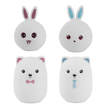 

ICOCO New 3 LED USB Rechargable Silicone Cartoon Colorful Rabbit/Bear Control Version Lamp Night Light Bedroom Decoration