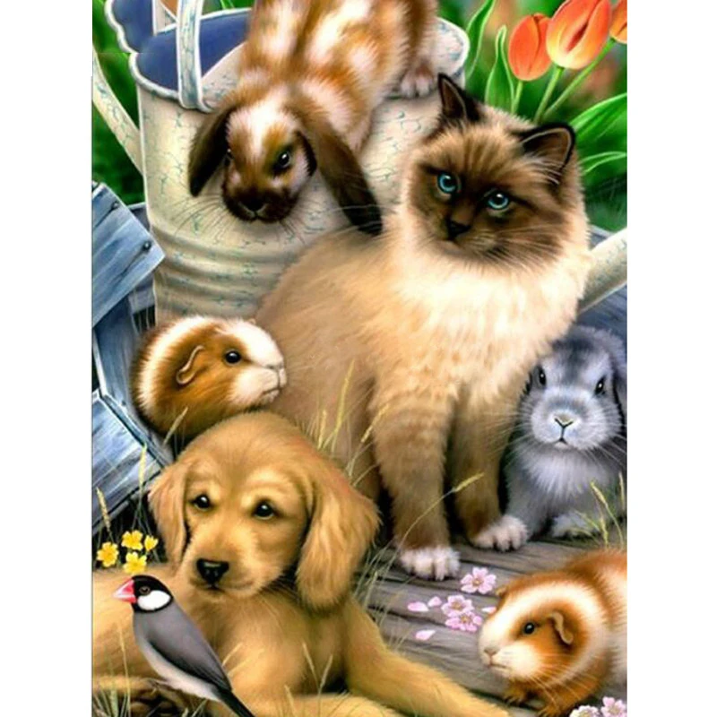 

Full Square Diamond 5D DIY Diamond Painting cat dog and rabbit Embroidery Cross Stitch Rhinestone Mosaic Painting Decor