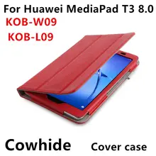 HUWEI Case Cowhide For Huawei Mediapad T3 8.0 Protective Smart Cover Genuine Leather T38 Tablet PC kob-w09 l09 Protector Sleeve