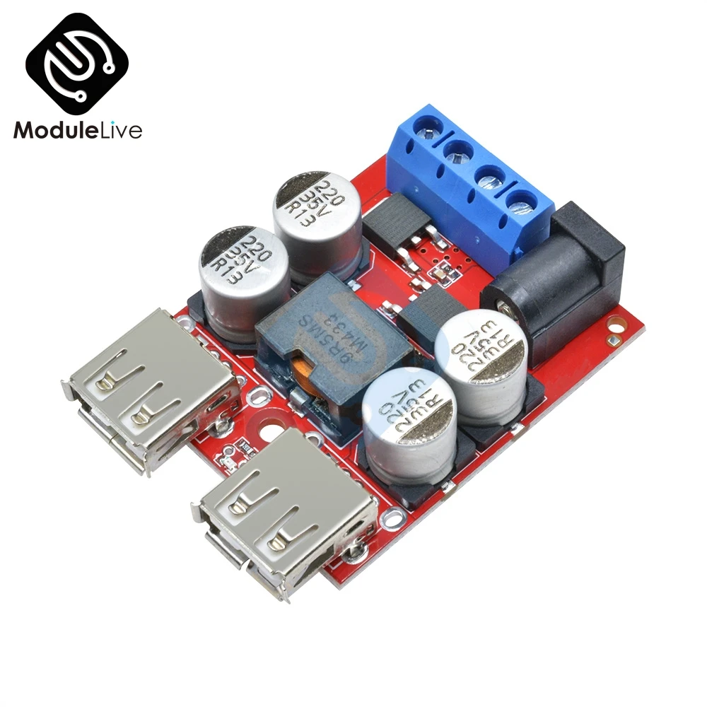 

DC-DC Vehicle Charging Board 8V-35V 5V 8A Power Supply Depressurization Module 2port USB Output Mobile Phone Charger