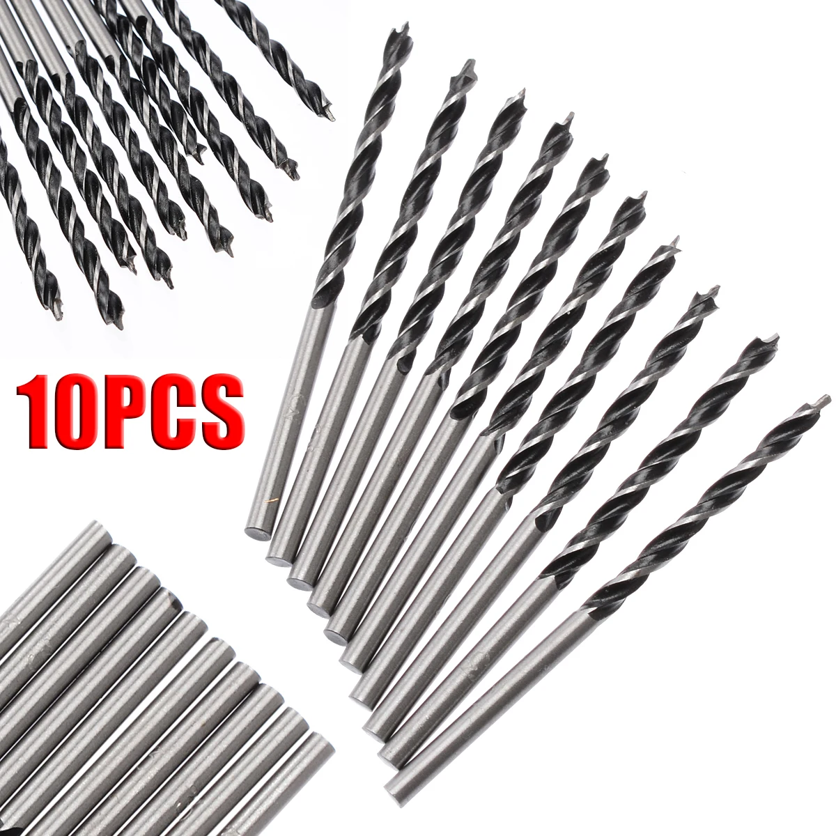 10pcs 3mm Diam Twist Drill Bit Wood Drill Bits with Center Point High Strength Drilling Tool for Woodworking