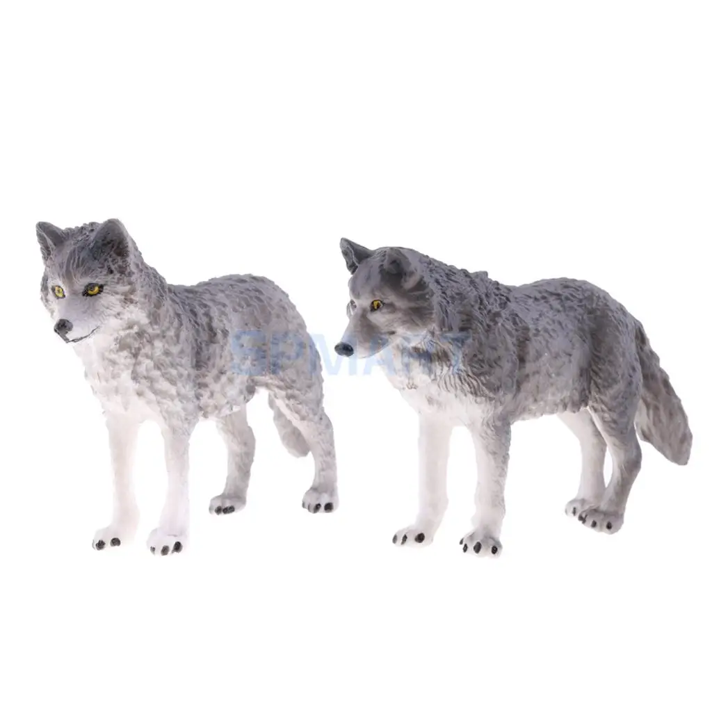 

2 Pieces Realistic Wolf Animal Model Figure Figurine Action Figures Kid Children Educational Toy Home Decor Decoration Accs
