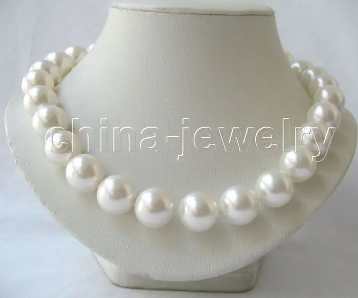 

FREE SHIPPING HOT sell new Style >>>> Beautiful 18" 16mm perfect round white south sea shell pearl necklace