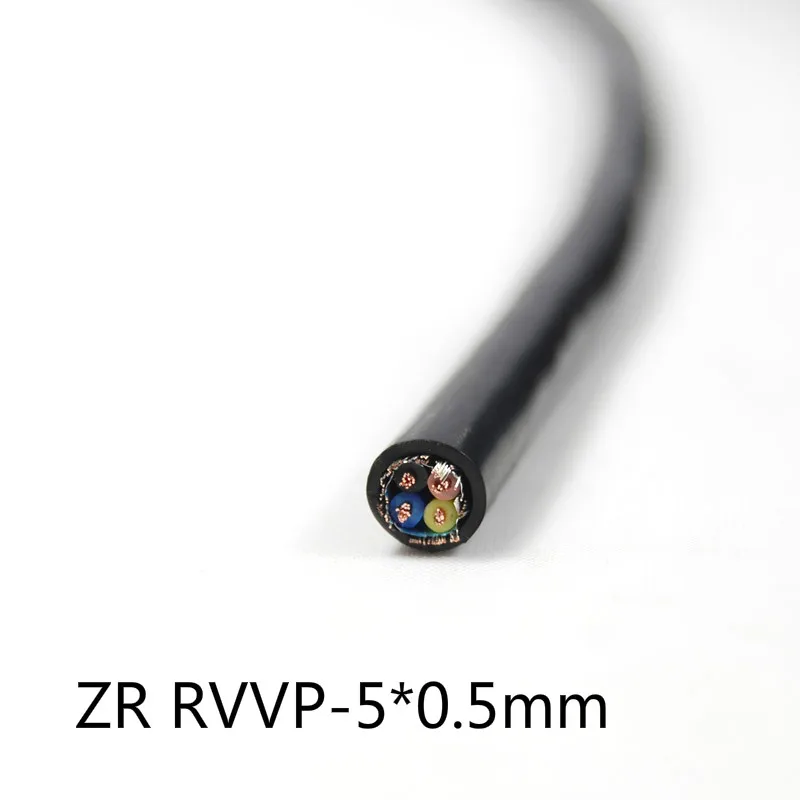 

1/10/50/100m ZR RVVP-5*0.5mm Square Flexible Strands Twisted Farrow Cable RVVP Signal Control Copper Wire Electrical Wires cable