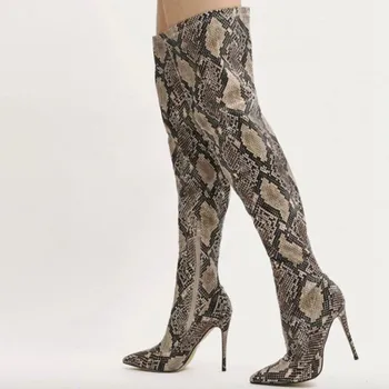 thigh snakeskin boots