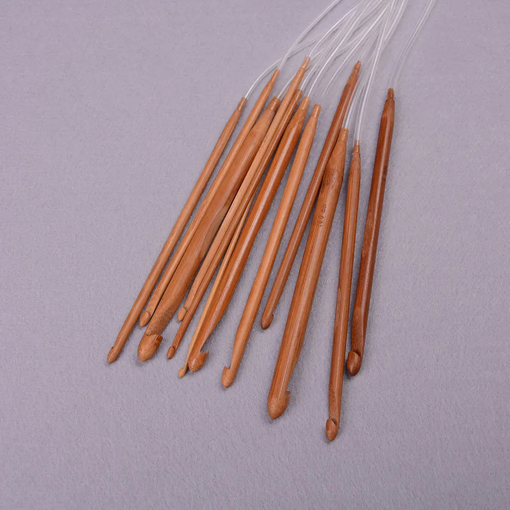 Lot de 12 Bambou Afghan Tunisien Crochet Crochets Chaque crochet 25 cm long 3-10 mm