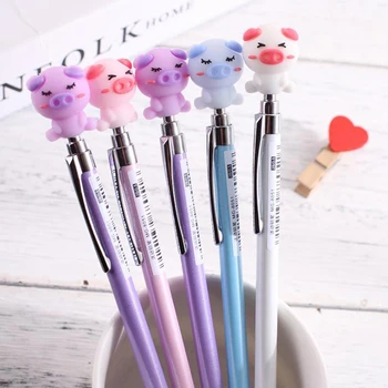 

4 Pcs/set Kawaii 0.5/0.7mm Animal Pig Metal Mechanical Pencils Automatic Pencil Writing Gift Stationery Office School Supplies