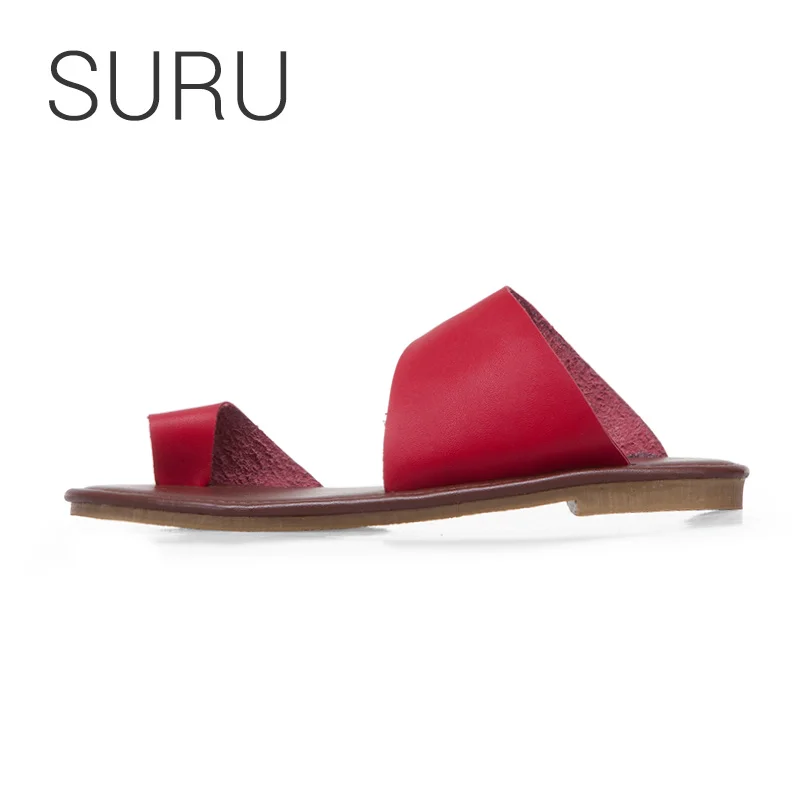 

SURU Ladies Leather Thong Sandals Women Strap Slippers Size 34-43