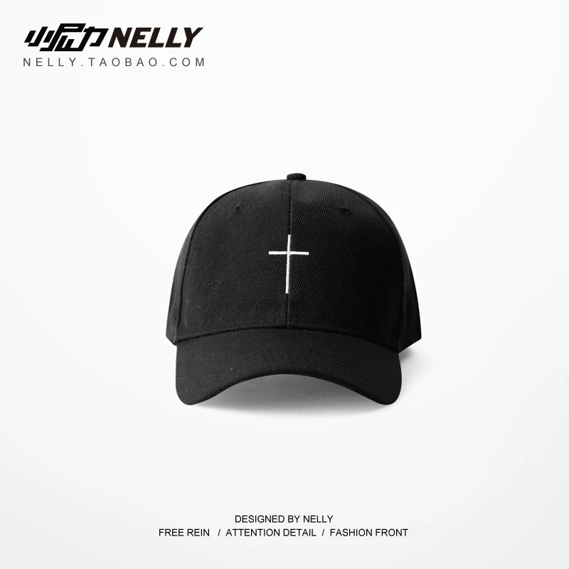 

2019 Summer Solid Color Cross Embroidery Baseball Cap Casual Unisex Adjustable Sports Hat Sun Visor Hat