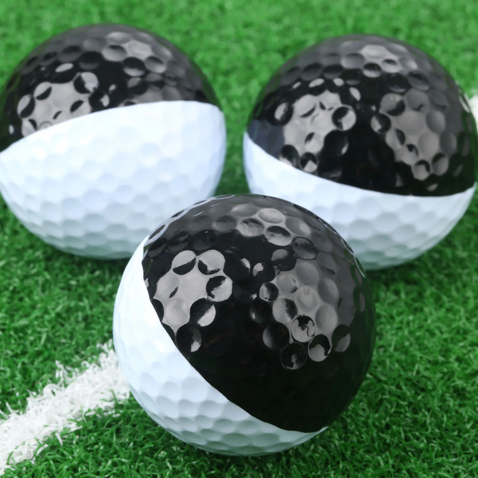1 шт. черный и белый двухуровневый мяч для гольфа 42,7 мм Диаметр синтетического каучука для гольфа тренировочные мячи для Спорт на открытом
