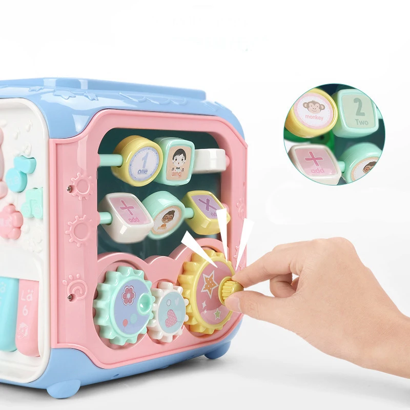  Multifunctional Musical Toys Toddler Baby Box Music Activity Cube Gear Clock Geometric Blocks Sorti
