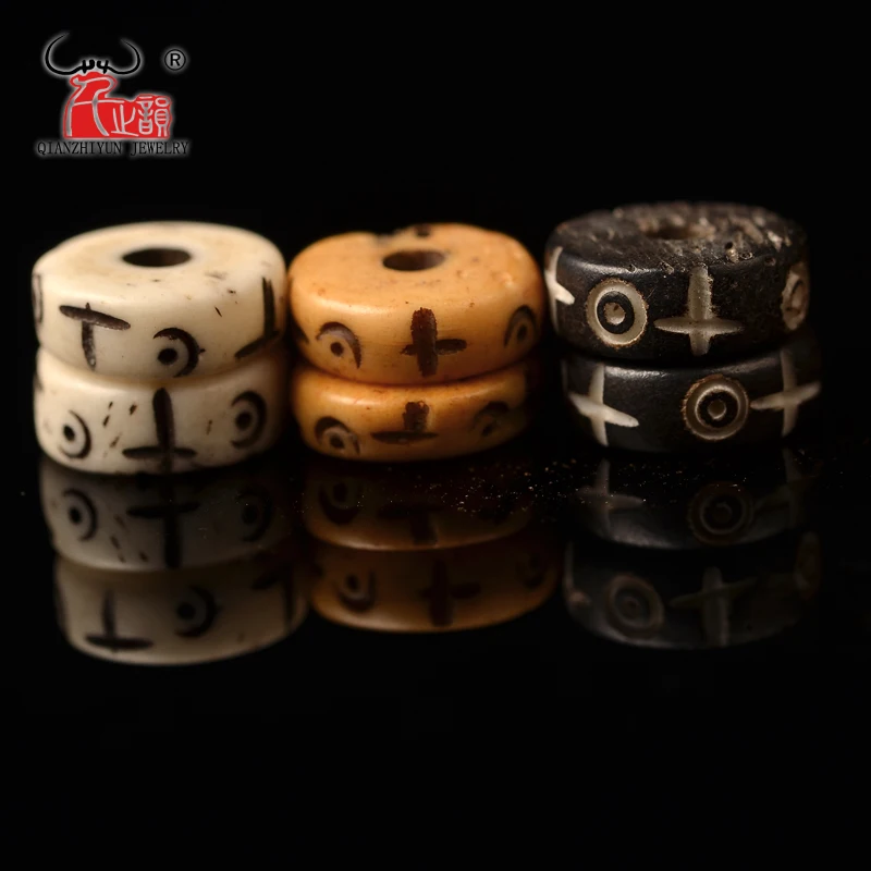 

20PCS Natural yak bone bead hand-chain necklace DIY scatter beads for jewelry making 3X8mm 4X10mm Tibetan style hole 2mm