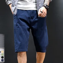 Большие размеры 44, 46, 48, мужские шорты, летние новые свободные хлопковые шорты в стиле кэжуал, Мужская одежда, черный, синий, хаки, зеленый