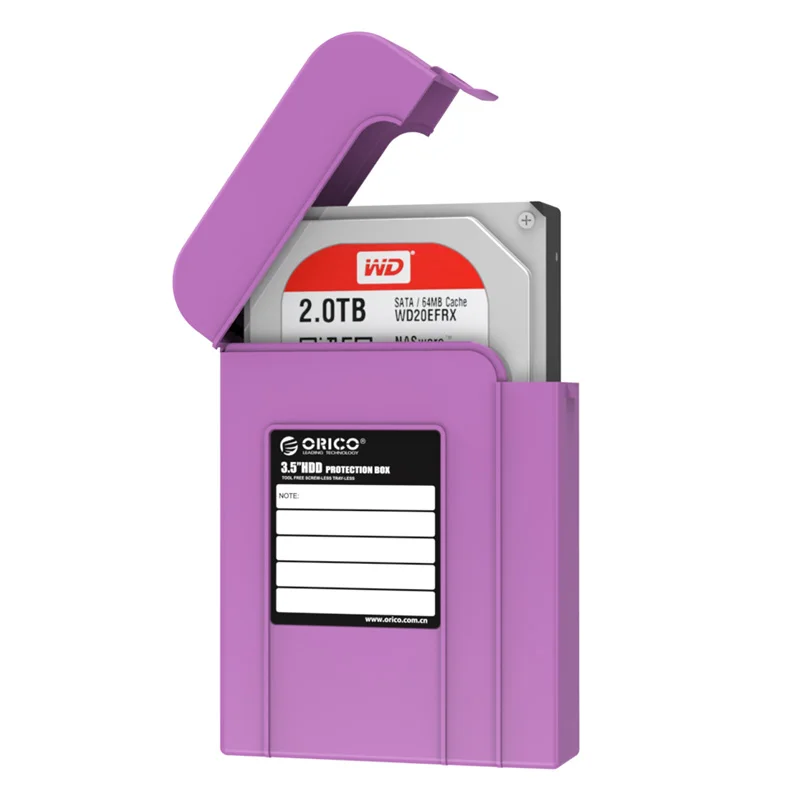 ORICO 3,5 дюймов защитный чехол для жесткого диска портативный чехол для жесткого диска для внешнего жесткого диска SSD power bank чехол для хранения 3,5" - Цвет: Purple