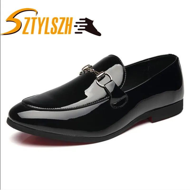 

Men Patent Leather Dress Shoes Oxford Luxury Italian Style Pointed Toe Formal Wedding Casual Slip-On animal Leather Shoes 37-48