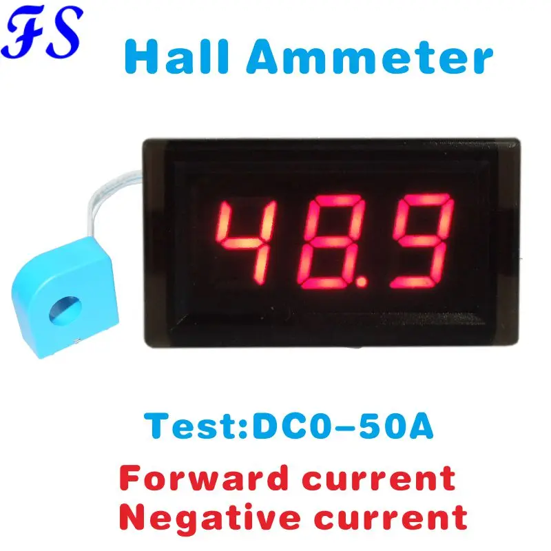 DC 0 50A Hall Sensor Current Meter LED Digital Hall Amp Panl Meter DC