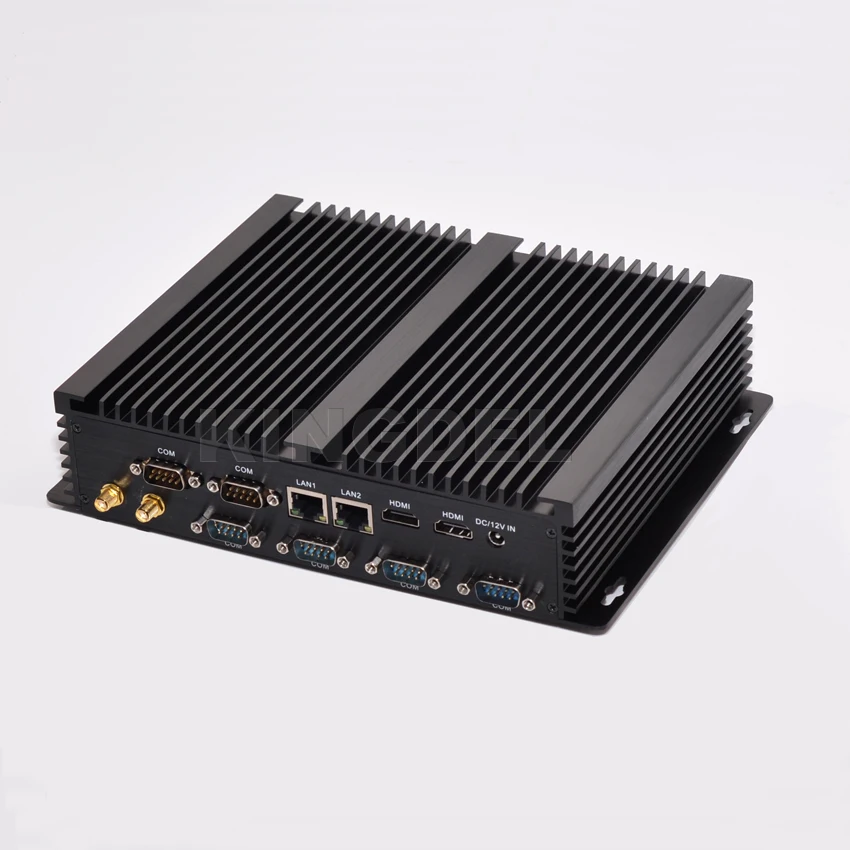 Kingdel Fanless Industrial Mini PC Win 10 Core i3 4010U 2 Lan 6 RS232 Slim Computer
