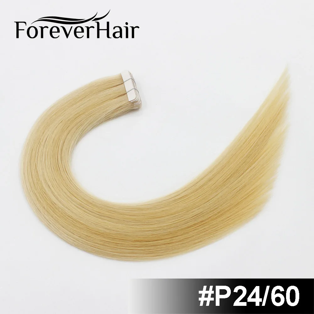 FOREVER HAIR 2,0 г/шт. 1" Remy лента для наращивания волос цвет фортепиано#10/6 бесшовные прямые волосы уток человеческих волос для наращивания ленты - Цвет: P24/60