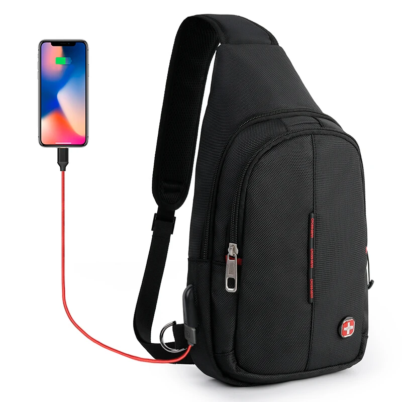 

boy usb Men Fashion Crossbody sling Bag For Man Leisure Chest Bags Male Messenger Shoulder Bags Chest Waist Pack Sling Bag