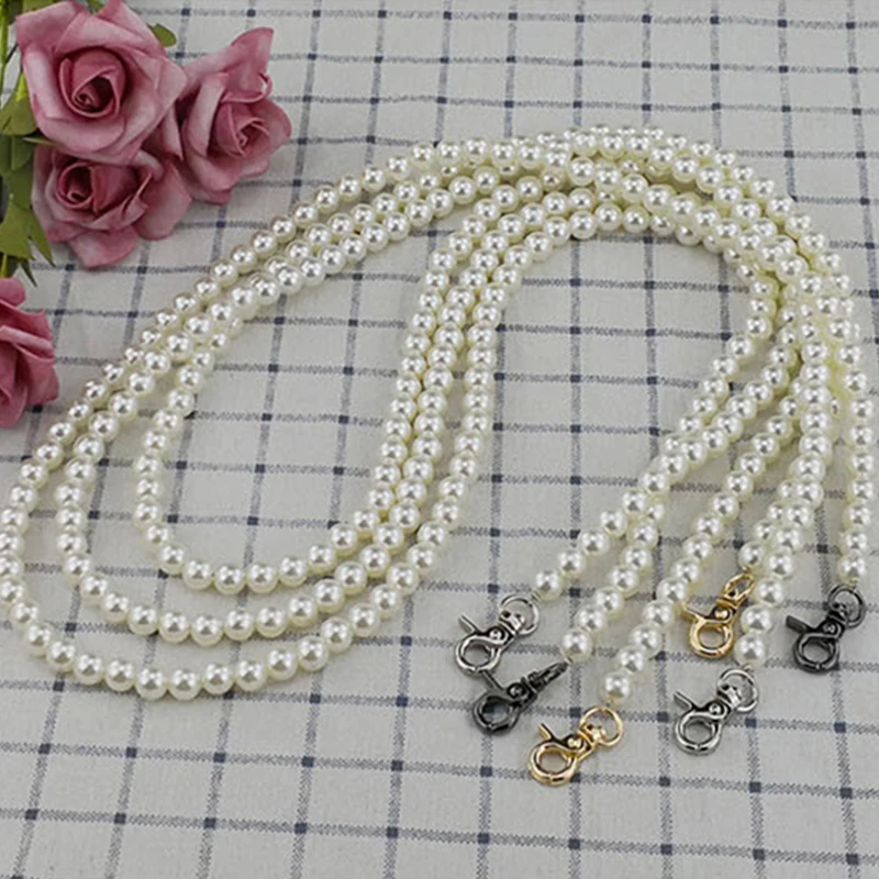 

Women Luxury Large Pearl Handbag Belt New Fashion Long Beaded Shoulder Bag Strap Female Metal Buckle Bag Parts And Accessories