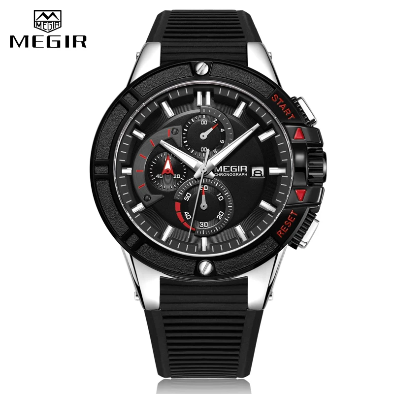 Часы MEGIR мужские спортивные кварцевые повседневные водонепроницаемые в стиле