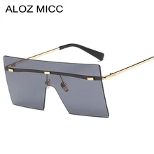 ALOZ MICC Luxury Siamese Big Sunglasses Women Brand Designe Sexy Rimless Mirror Sun Glasses Shield Shades Men Eyewear UV400 Q137
