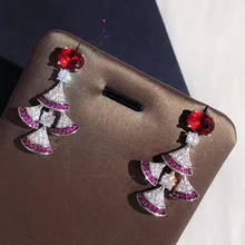 Дизайнерские Модные ювелирные изделия из меди 3а кубического циркония вечерние серьги