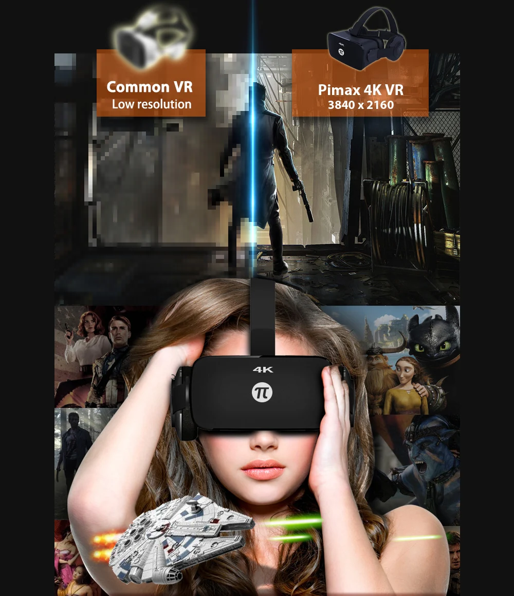 4K VR шлем картонные очки виртуальной реальности мобильный телефон 3D видео наушники для просмотра фильмов с наушником ПК 110 градусов