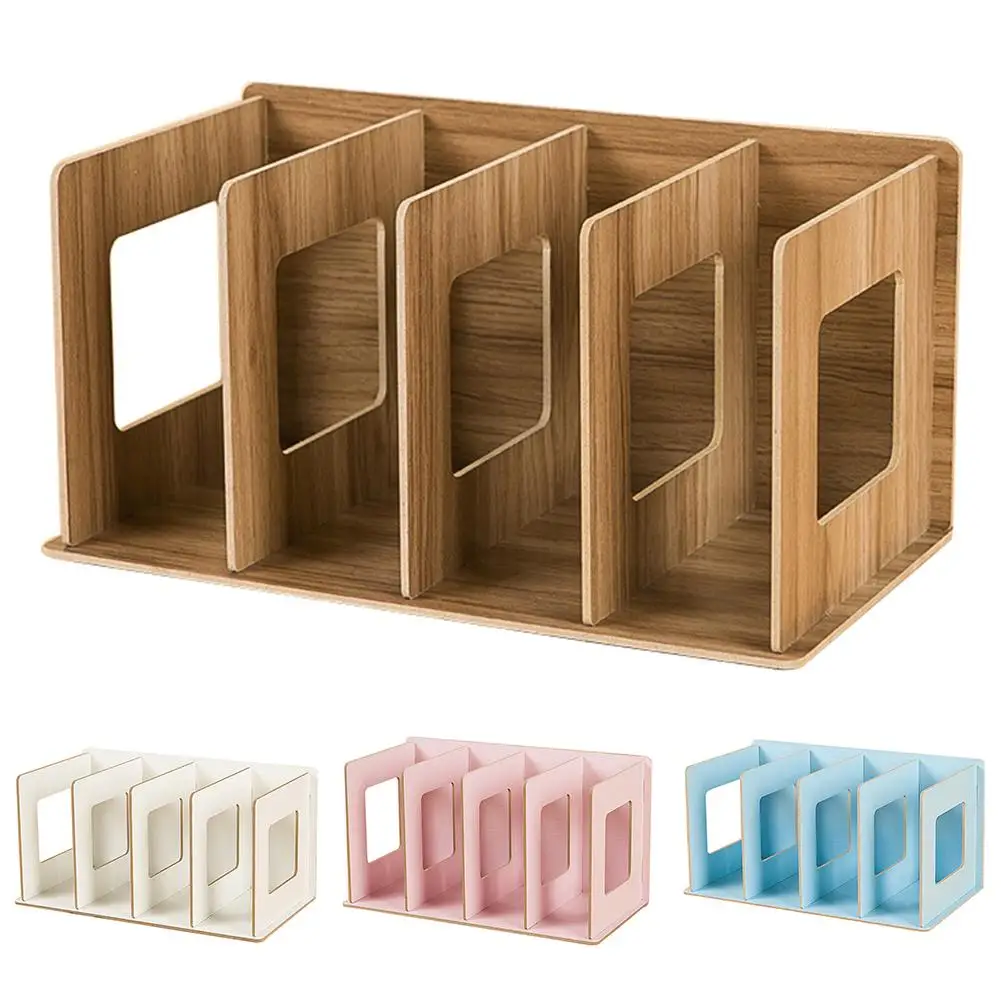 buy 4 Grids Wooden Bookshelf Storage Rack Tabletop Bookcase Organizer Home Decor Good quality