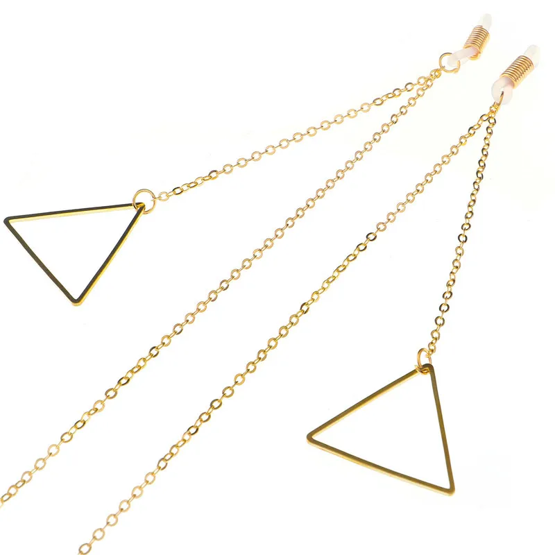 gold KLASSNUM Fashion Hollow Triangle Glasses Chain Vintage Women Imitation Pearl Sunglasses Reading Neck Strap Rope - Цвет: gold