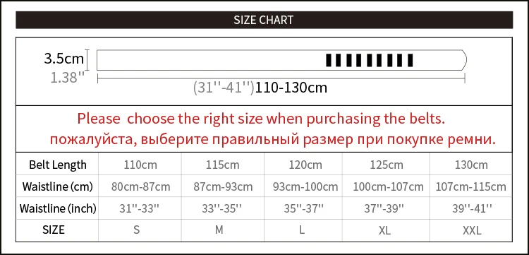 szie chart