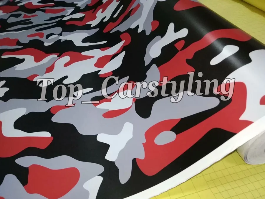 Red Gloss / Matte Finish Jumbo Camo Vinyl Car Wrap Camouflage Film
