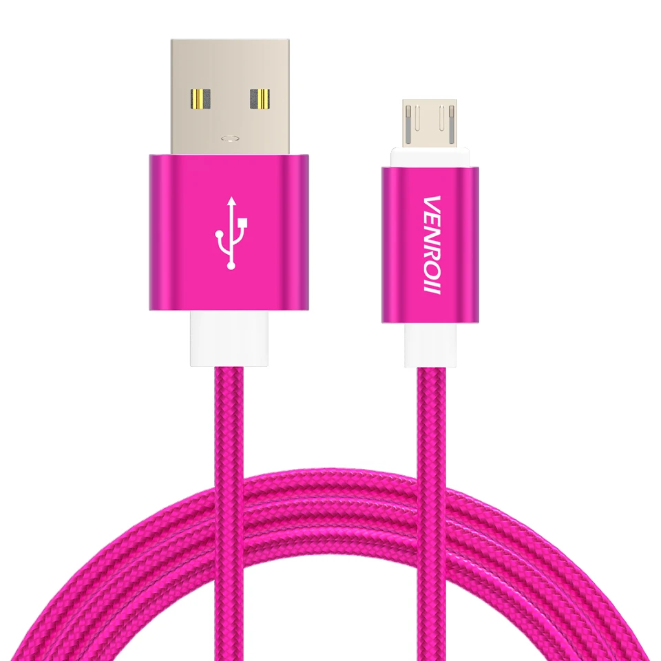 Кабель Micro USB, мобильный нейлоновый кабель для передачи данных 3 м 2 м 1 м, шнур для Xiaomi Redmi Note 4 5 One Plus 6 Pro Honor 8X9 для samsung S6 S7 Edge - Цвет: Rose Red