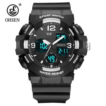 

Digital Analog Men Watch 50M Waterproof Shock Military Mens Wristwatches Alarm electronic Sport Watches big Dial Male Clocks