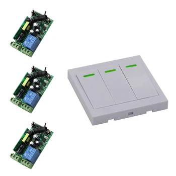 

Newest AC 85V 110V 220V 250V Radio Remote Control Switch 10A Relay 1CH 3pcs Receivers For Smart Home Light With Wall Transmitter